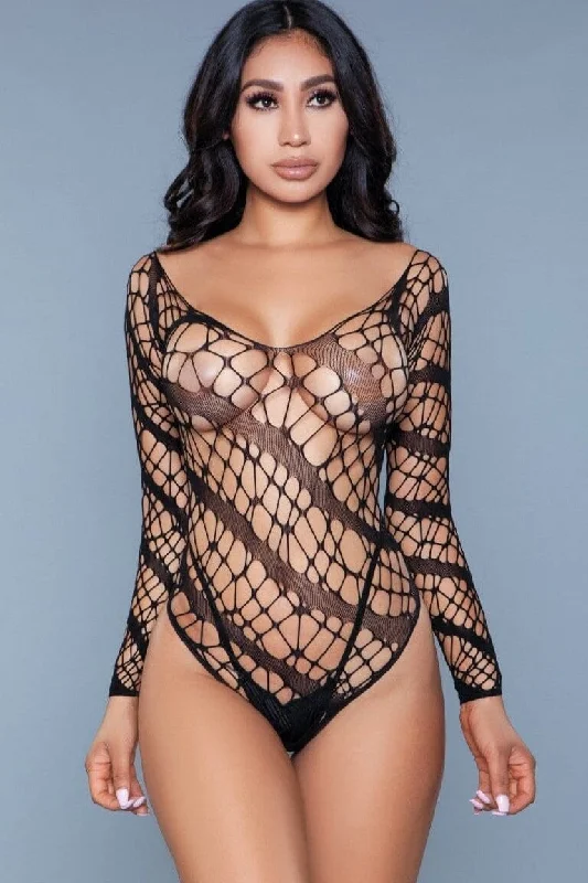 Fishnet Long Sleeves Bodysuit