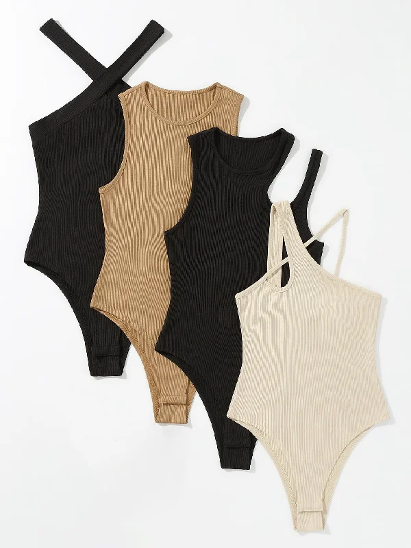 4 Pack Asymmetrical Bodysuit Set