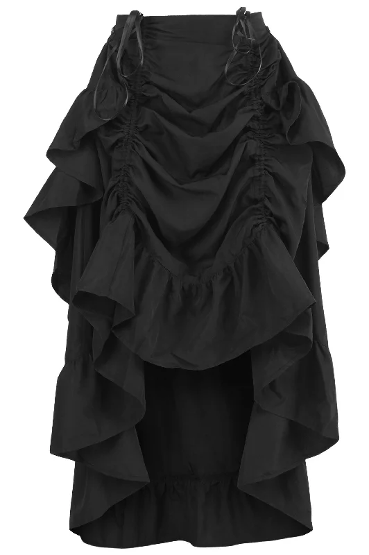 Black Crepe Adjustable High Low Skirt