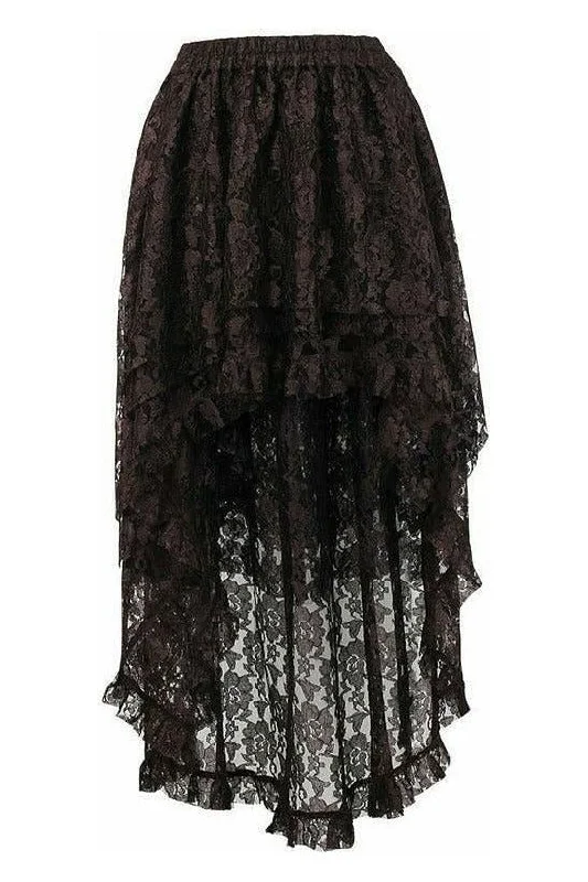 Brown Lace Hi Low Skirt