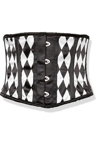 Lavish Black & White Diamond Waist Cincher Corset