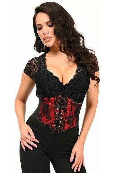 Lavish Red w/Black Lace Overlay Corset Belt Cincher