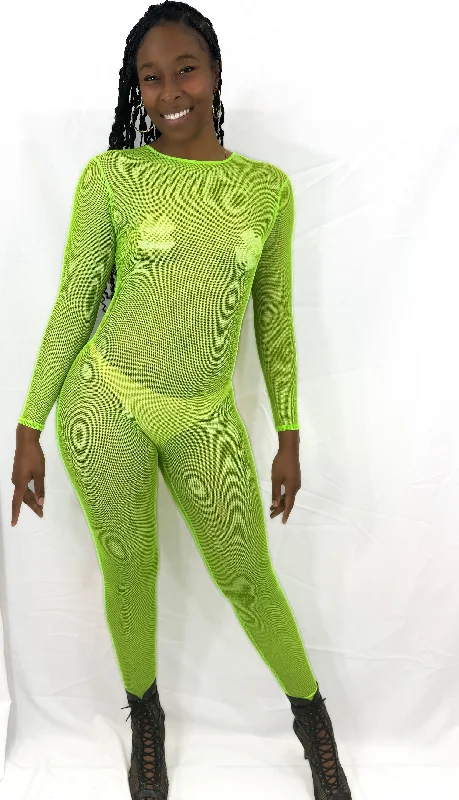 Neon green mesh jumpsuit