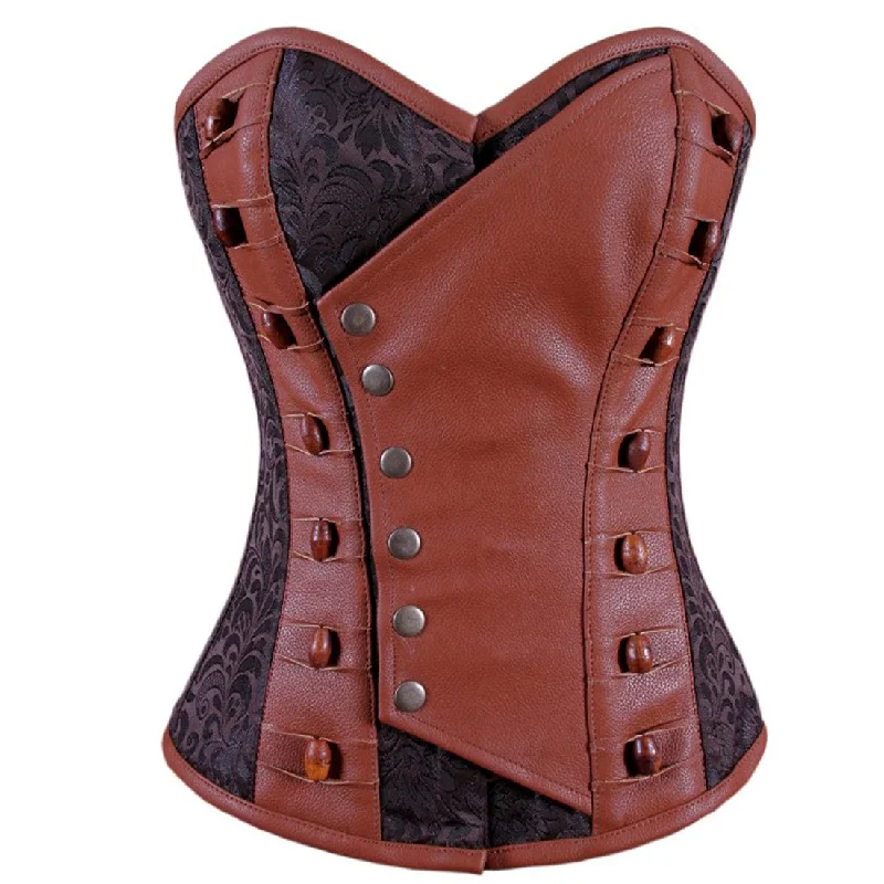 Olalla Steampunk Overbust Corset Coffee Black