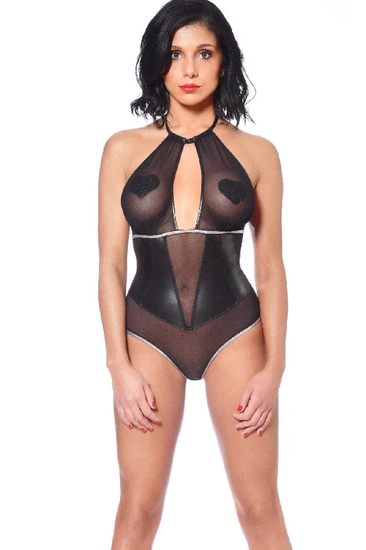 Amanda Fetish Bodysuits | Black Matte Wetlook