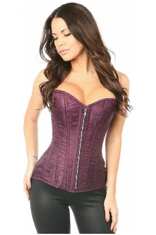 Top Drawer Plum Brocade Steel Boned Corset