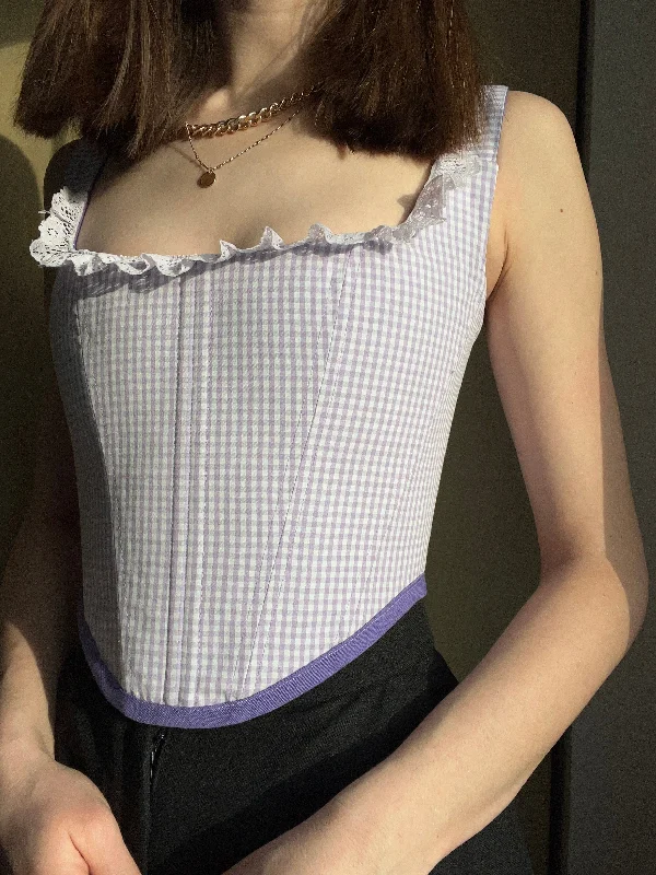 Reversible purple/ lavender gingham corset size S/M