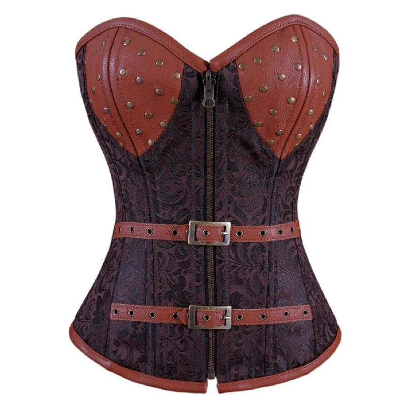 Yesenia Steampunk Overbust Corset Coffee Black