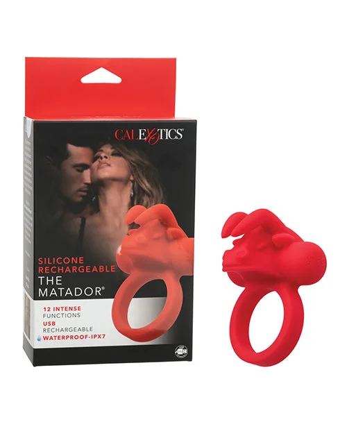 Couple's Enhancer Silicone Rechargeable The Matador Enhancer with Triple Stimulation - Red