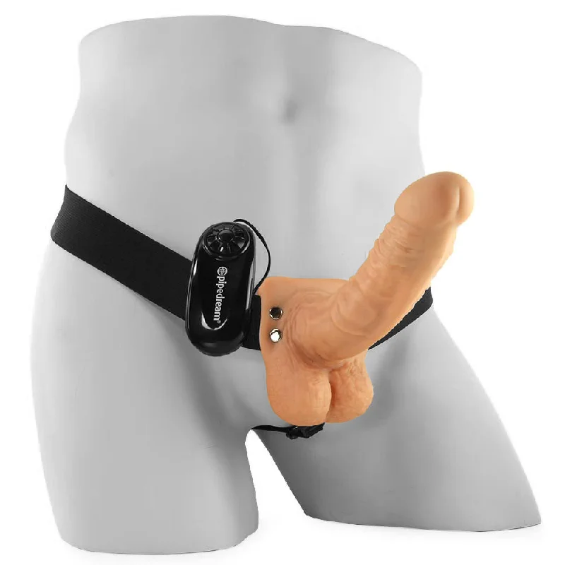 Fetish Fantasy 7 Inch Vibrating Hollow Strap-On in Flesh