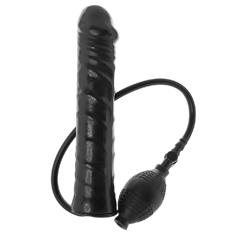 Inflatable Stud 9.5 Inch Dildo in Black