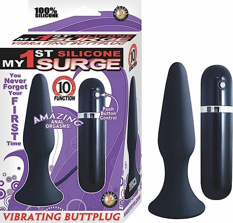 My 1st Silicone Surge Vibrating Butt Plug Black