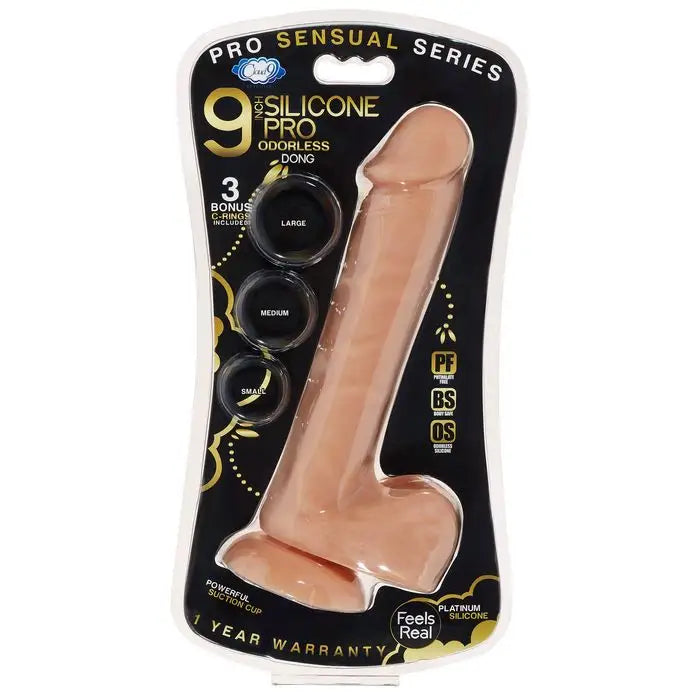 Cloud 9 Pro Sensual Premium Silicone Dong W/ 3 C Rings 9 "