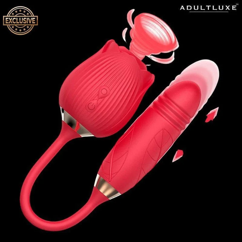 AdultLuxe Godsend Rose Sucker with Thrusting Dildo-New Colors Available!