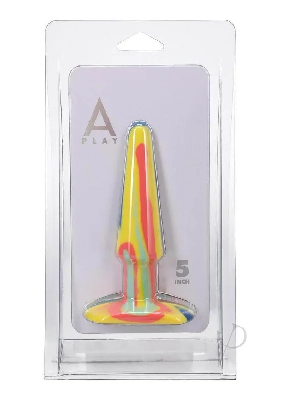 A-Play Groovy Anal Plug 5-Inch in Orange: Unique Multi-Colored, Health-Grade Silicone Plug