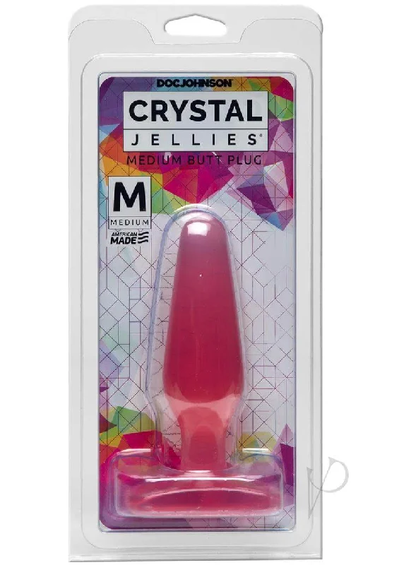 Doc Johnson's Crystal Jellies Medium Butt Plug in Pink - Classic & Body-Safe Design