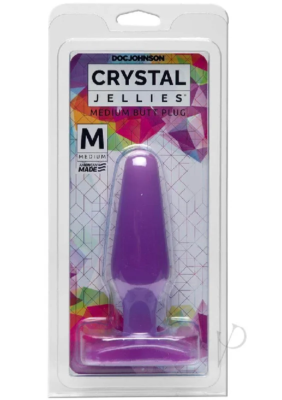 Crystal Jellies Medium Butt Plug – Purple: Smooth Pleasure in a Classic Design