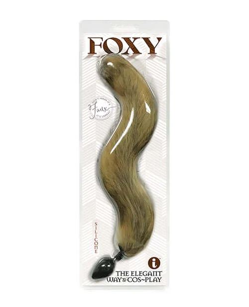 Foxy Tail Silicone Butt Plug Gold - Premium Silicone Plug with 18-Inch Faux Fox Tail