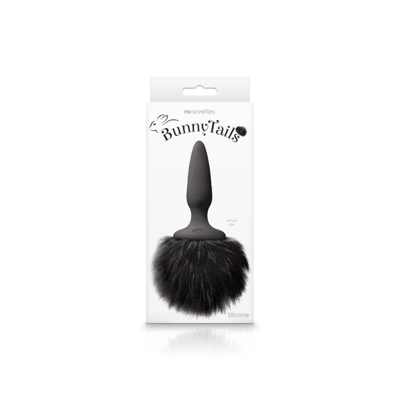 NS Novelties Bunny Tails Mini Black Plug with Black Fur