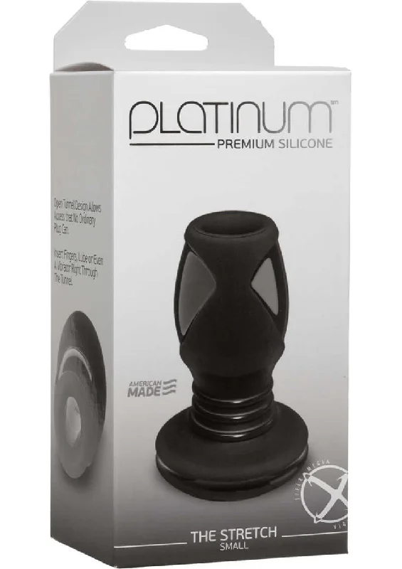 Platinum Premium Silicone Stretch Small Hollow Anal Plug in Black