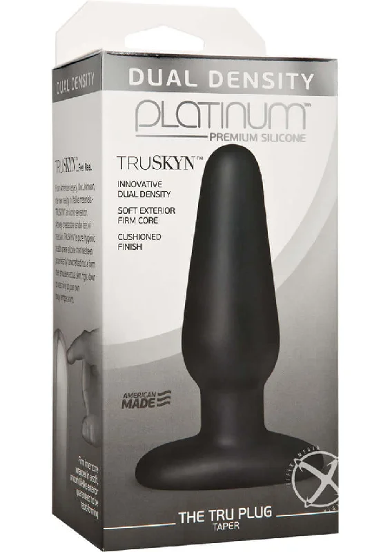 Platinum Truskyn Tru Plug Taper Black - Sensually Smooth Silicone Butt Plug