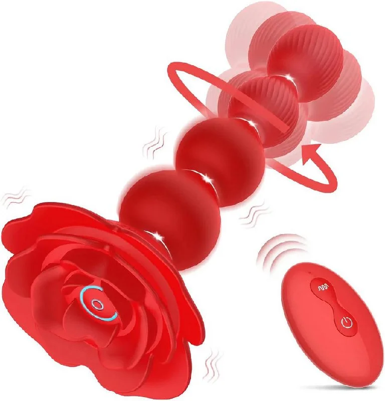 Remote Control Rose Flower Anal Beads Vibrator