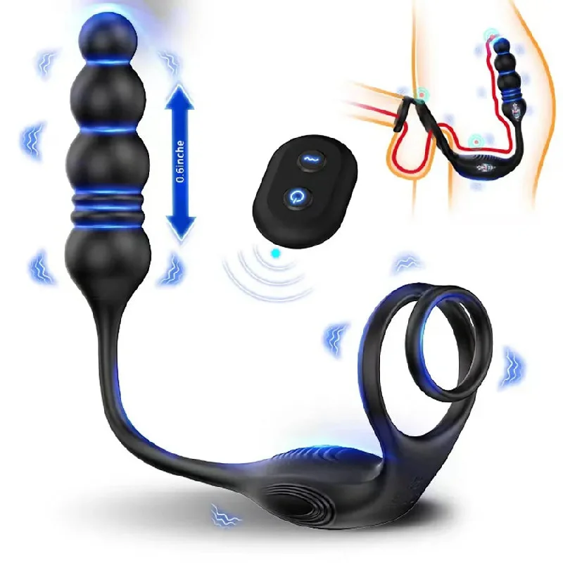 Remote Thrusting Anal Toy with Penis Ring