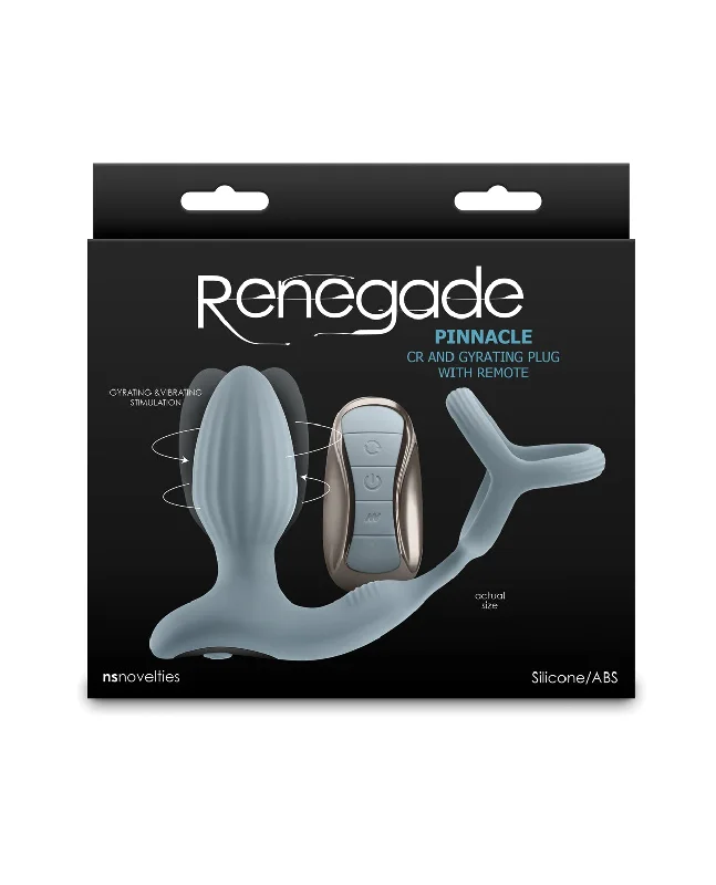 Renegade Pinnacle Cock Ring & Gyrating Prostate Massager - Gray