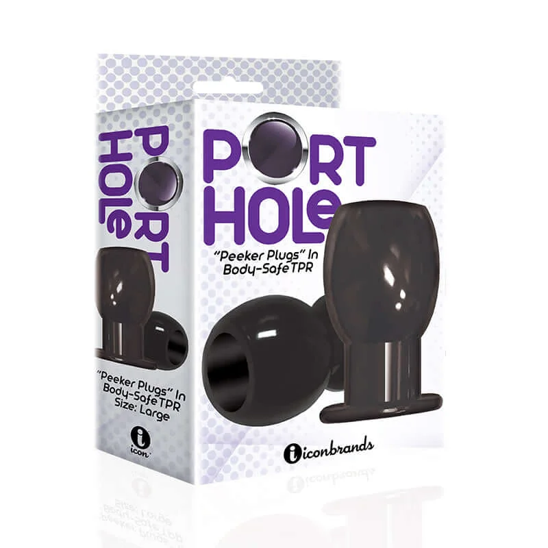 The Nines Port Hole Hollow Butt Plug in Black by Icon Brands - Large Size, Body-Safe TPR