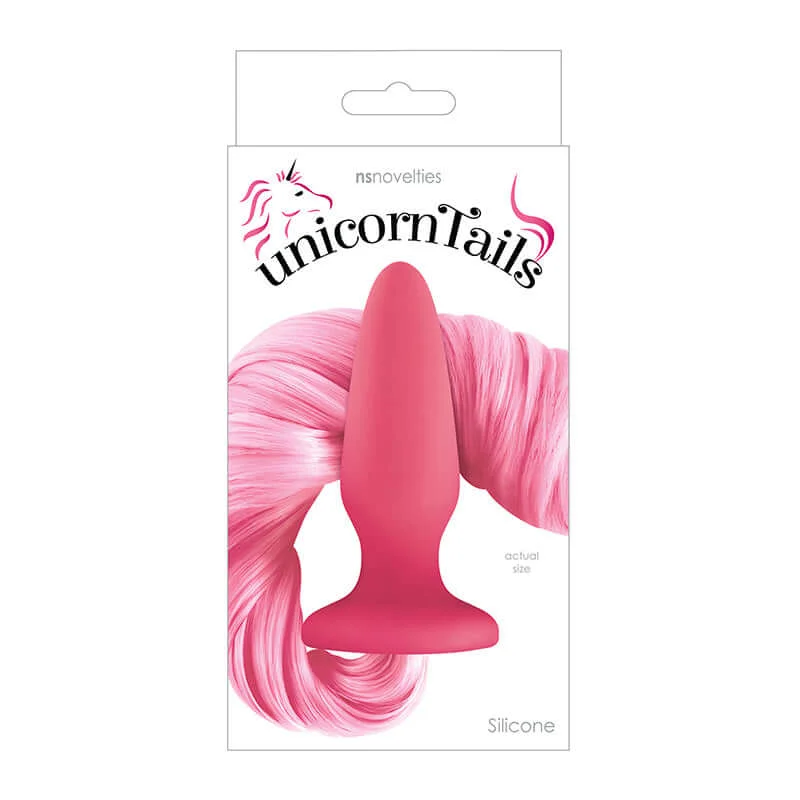 Unicorn Tails - Pastel Pink Silicone Butt Plug with Flowing Tail