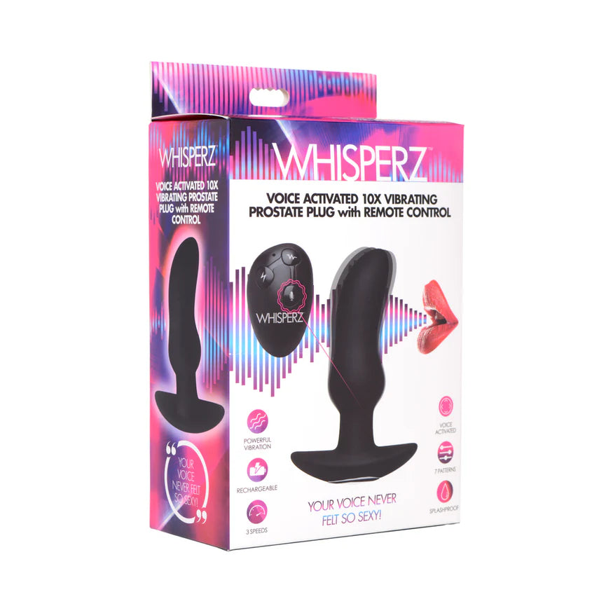 Whisperz Voice Activated 10x Vibrating Prostate Plug with Remote