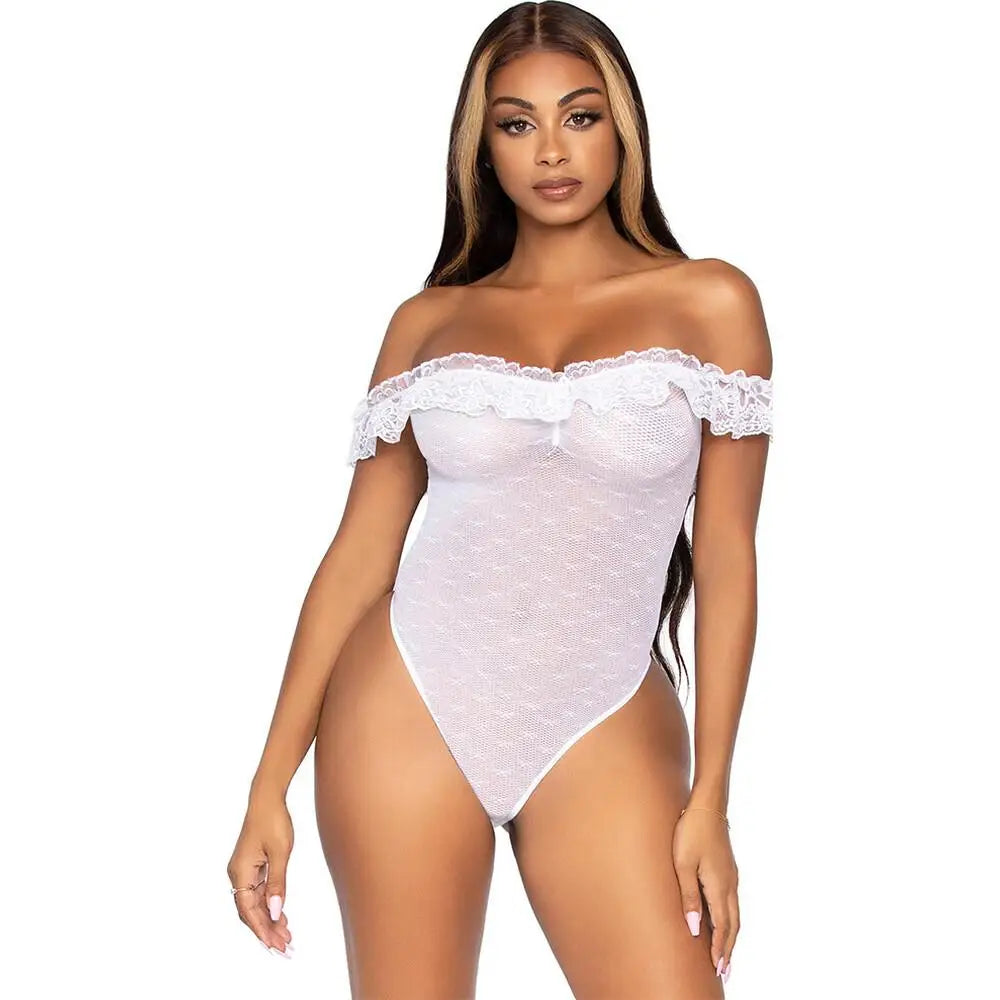 Leg Avenue Wet Look Sexy off the Shoulder Teddy Uk 8 to 14