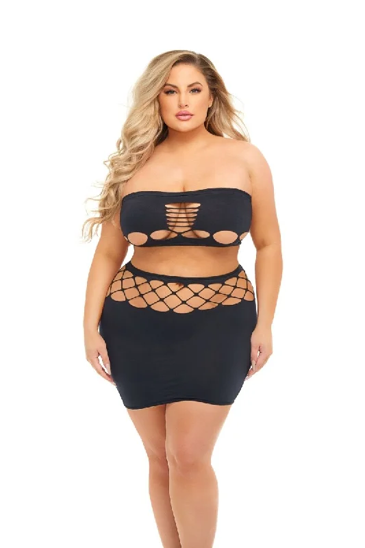 Net Worth 2pc Bandeau Set - Queen - Black