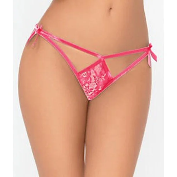 Seven 'Til Midnight 10935 Galloon Lace Thong - Large - Hot Pink