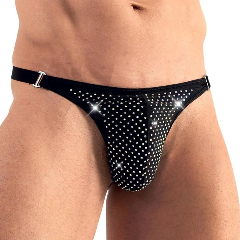 Svenjoyment Black String with Sparkly Rhinestones for Men