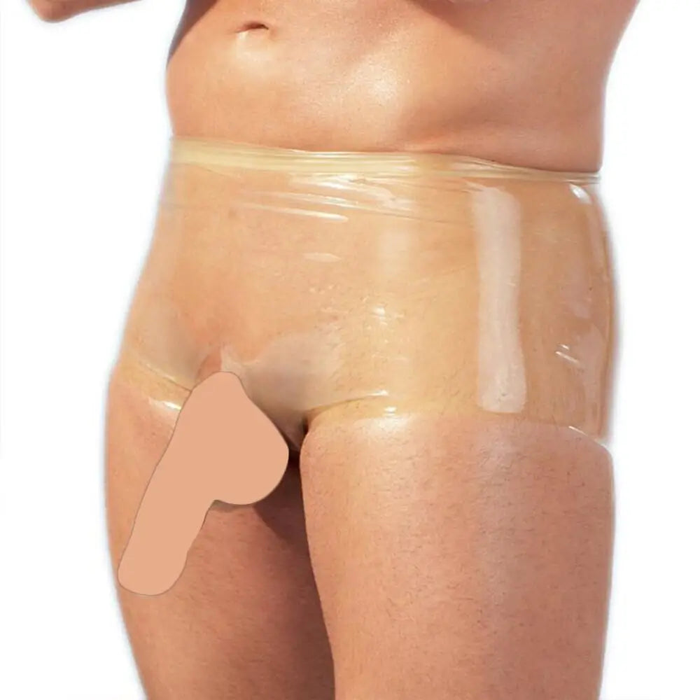 The Latex Clear Boxers with Penis Sleeve for Him